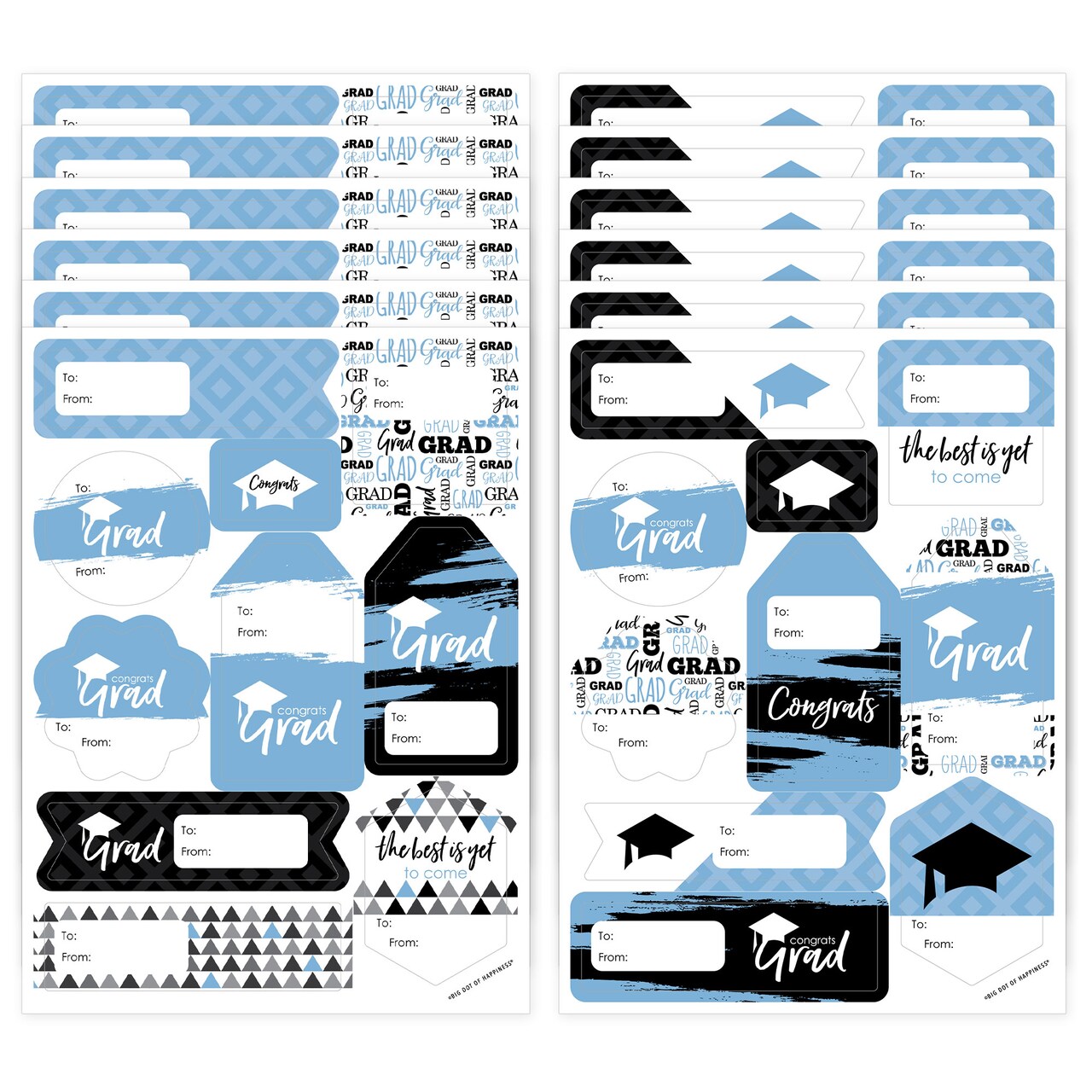 Big Dot of Happiness Light Blue Grad Best is Yet to Come Assorted Graduation Party Gift Tag Labels To & From Stickers 12 Sheets 120 Stickers